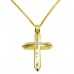 Δίχρωμος χρυσός βαπτιστικός σταυρός Κ14 με αλυσίδα